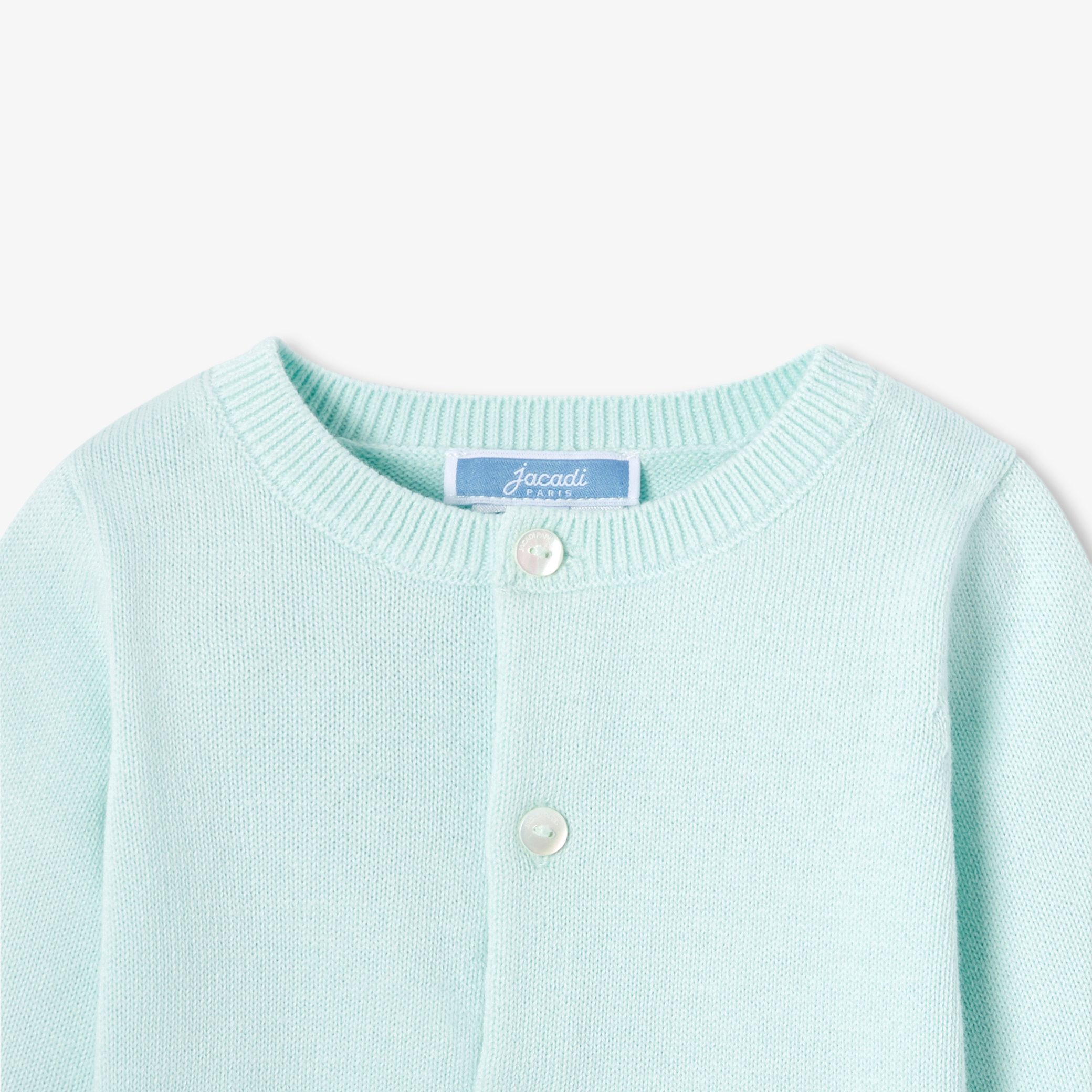 Baby jersey cardigan - Emeraude - Image 3