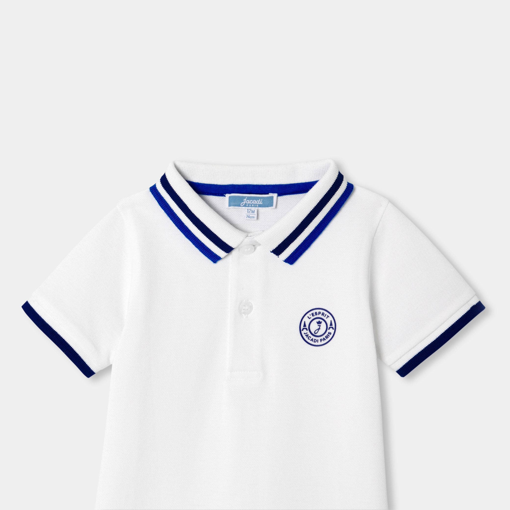 Baby boy polo shirt jumpsuit - Fannie -White - Image 3