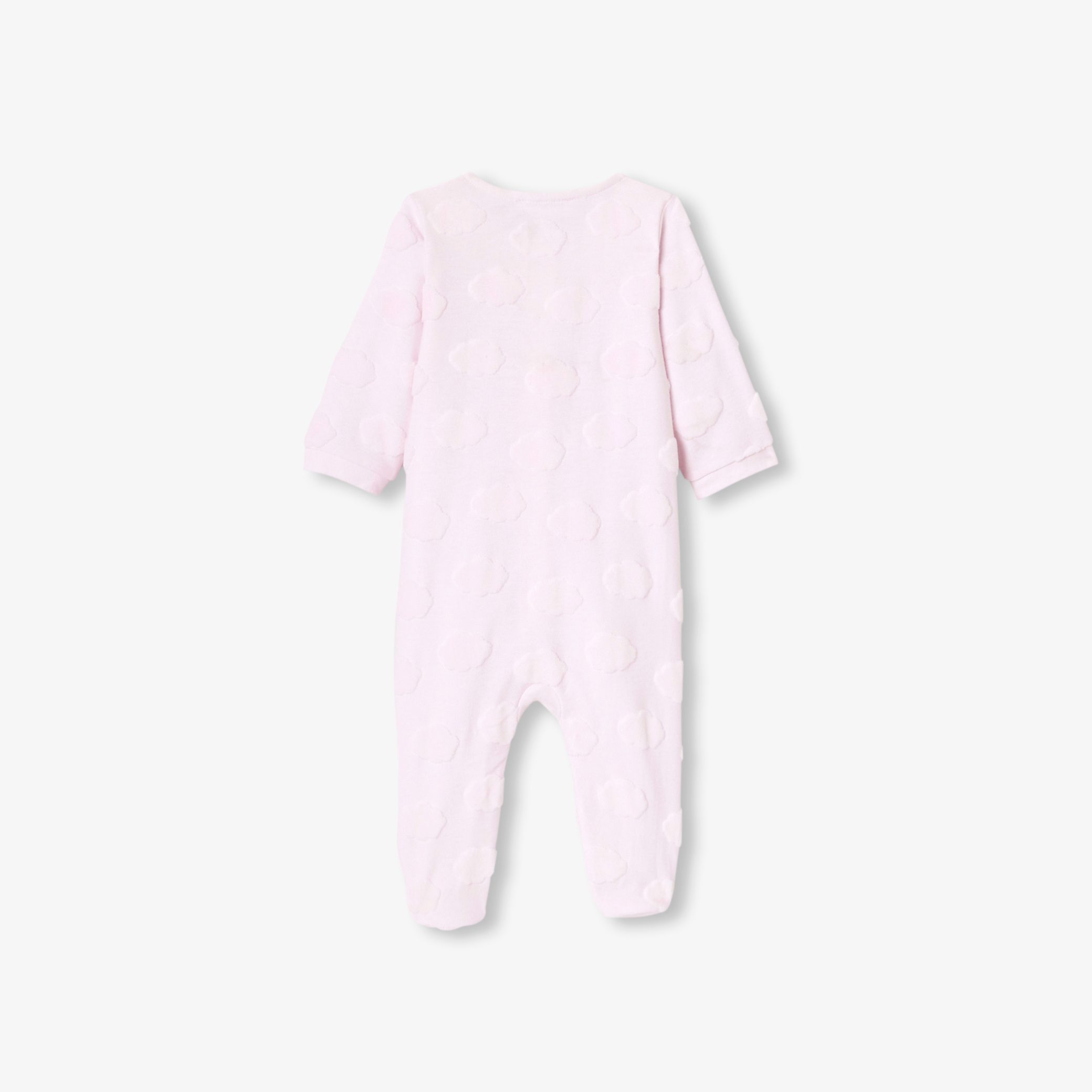 Baby girl pyjamas in cloud-patterned jersey - Acropole - Image 2