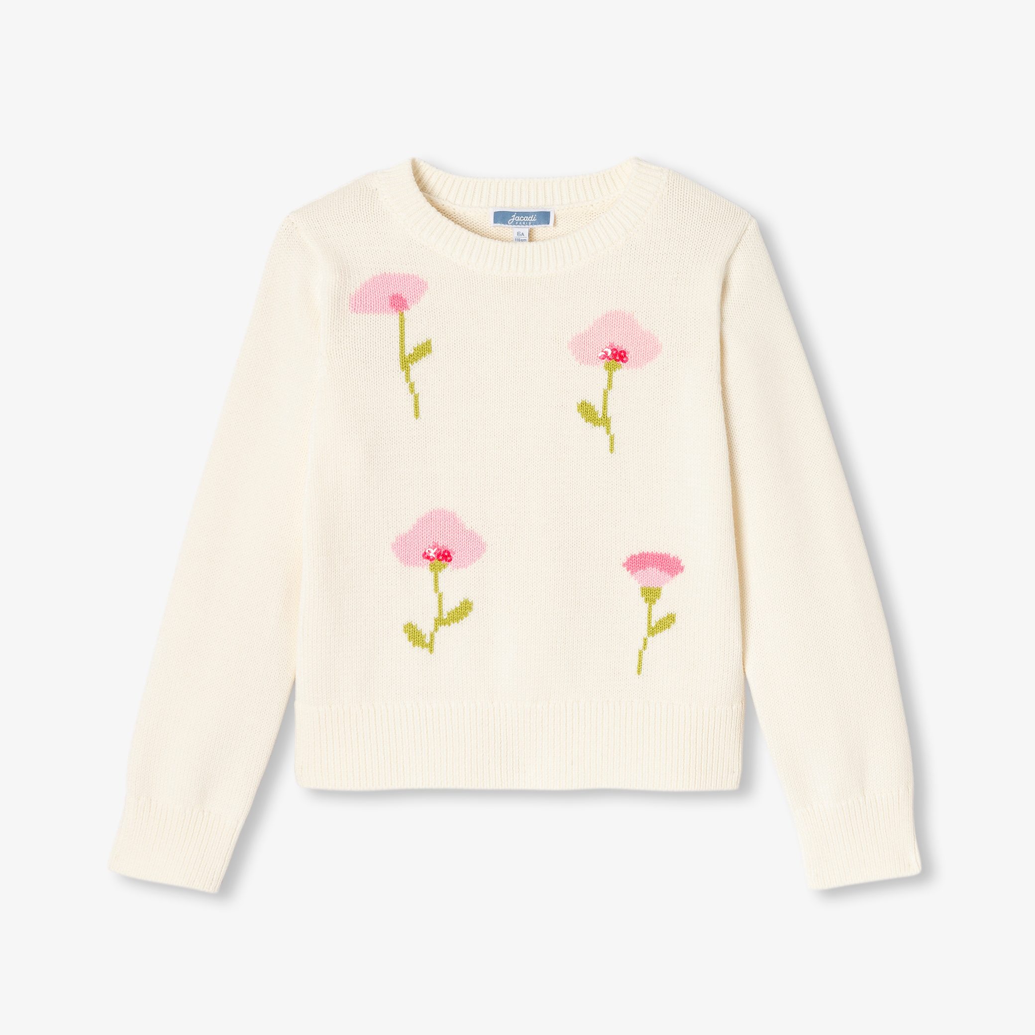 Girl cotton sweater with flower pattern - Danae
