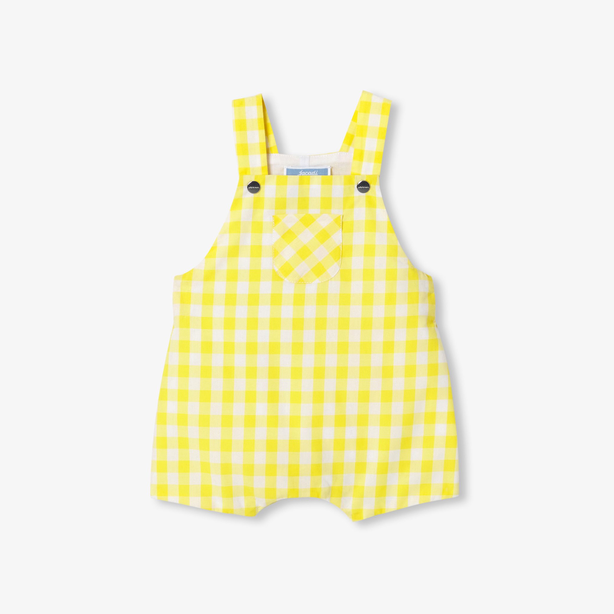 Baby short dungarees in gingham poplin - Piano